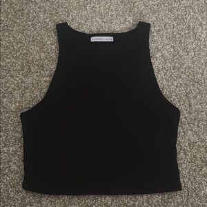 Sincerely Jules Black Fitted Sleeveless Crop Tank